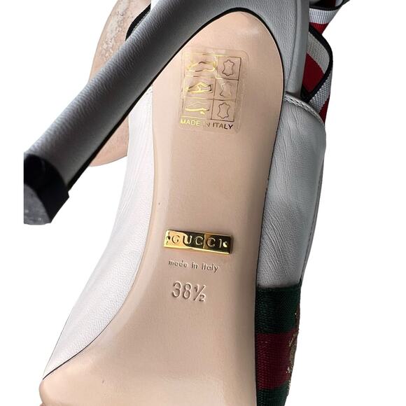 Gucci Sylvie Web Stripe Slingback Pumps White EU 38.5 US 8.5 - Picture 7 of 12